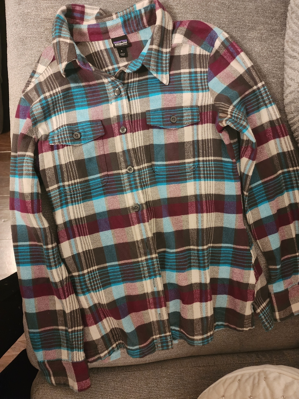 Patagonia Plaid Button-Down Shirt - Teal, Burgundy & Brown
